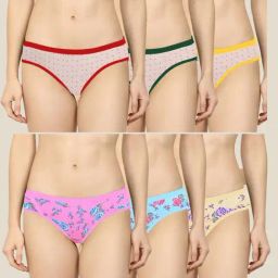 AROUSY Pink & Blue Printed Bikini Panties - Pack Of 6-image-92