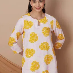 Melange By Lifestyle Beige Regular Fit Printed Tunic-image-48