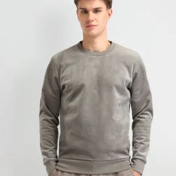 Arrow Grey Cotton Regular Fit Texture Sweatshirt-picture-5