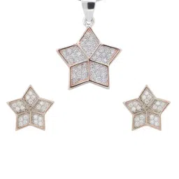 Anayra 92.5 Sterling Silver Diamond Pendant Earring Set-image-35