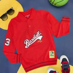 Pantaloons Junior Red Cotton Printed Full Sleeves Polo T-Shirt-image-72