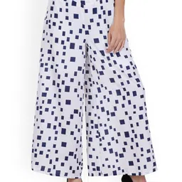 Deewa Women Geometric Printed Wide Leg Easy Wash Trousers-picture-43