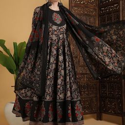 GoSriKi Floral Printed Round Neck Anarkali Kurta & Palazzos With Dupatta-picture-46