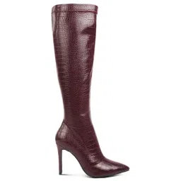 London Rag Women's Burgundy Stiletto Booties-image-88