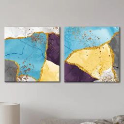 Art Street Marble Printed Multicolor Cotton Canvas Wall Art - Set Of 2-image-71