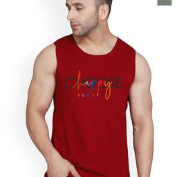 SLOWLORIS Pack Of 2 Printed Combed Cotton Gym Vests VSL26 CMB(CHS MAROON)(OVRTNK LGTGREEN)-image-94