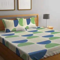 Klotthe Multicolor Cotton Blend 300 TC Double Bedsheet With 2 Pillow Covers-picture-35