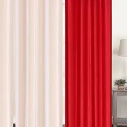 BELLA TRUE Red & Cream-Coloured 4 Pieces Room Darkening Door Curtains-image-92