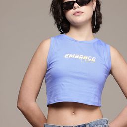 The Roadster Life Co. Typography Printed Sleeveless Crop T-shirt-image-71