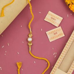 Fabindia Gold-Plated White Pearl Rakhi with Roli Chawal-picture-20