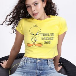 Kook N Keech Tweety Graphic Printed Crop Top-image-9