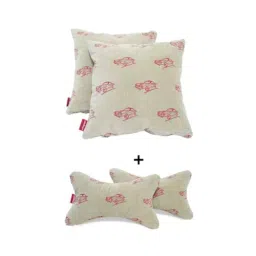 Elegant Comfy 28x28x10cm Beige Neck Rest Car Pillow CU11 (Pack of 4)-37
