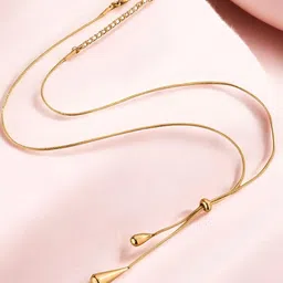 KARISHMA KREATIONS Gold-Plated Stainless Steel Water Drop Minimal Chains-48