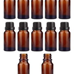 rtware 50 ml Amber Round Empty Glass Bottle with Euro Dropper and Black Cap (Pack Of 12), Refillable, Reusable for Essential Oils, Blends, Diy Perfumes, Homeopathy And Medicine image 1