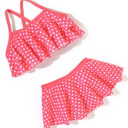 Babyhug Sleeveless Two Piece Swimsuit Polka Dot Print- Pink-image-23