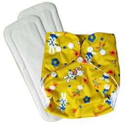 Domenico Washable Baby Diaper Premium Cloth Diaper Reusable Adjustable Size Waterproof Pocket Cloth Diaper Nappie (1 Diaper and 2 Insert Pad)-76