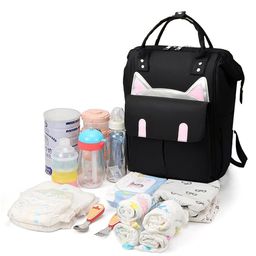 Babymoon Multifunction Diaper Backpack Style Kitty Print Diaper Bag - Black-image-30