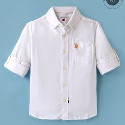 US Polo Assn Knit Full Sleeves Shirt With Logo Embroidery - White-image-57