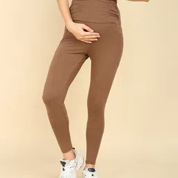 Zelena Solid Ultrastretch Maternity Leggings - Brown Milange-picture-40