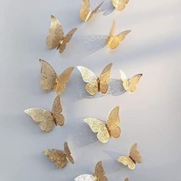 JAAMSO ROYALS 3D Butterfly PVC 12 Pcs Butterfly Sticker Sheet , Golden-image-15