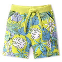 Babyhug Terry Knit Mid Thigh Tropical Theme Printed Shorts - Neon Green-image-96