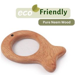 OpaToys Natural Wood Neem Teether - FishDesign (For 3 to 24 Months Babies)-19