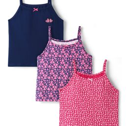 Pine Kids Cotton Knit Sleeveless Slips with Heart Print Pack of 3 (Color May Vary)-image-100