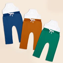 SuperBottoms Cotton Knit Pack Of 3 Solid Diaper Pants - Blue Green & Brown-image-35