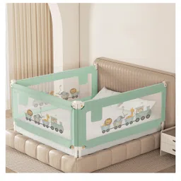 Kids Station Foldable Bed Safety Rail with Storage Pocket 3 Side, Green(180 x 150 cm, Height 80 cm) Adjustable Guard for Queen Size Bed (6ft x 5ft), Patently Crafted-picture-29