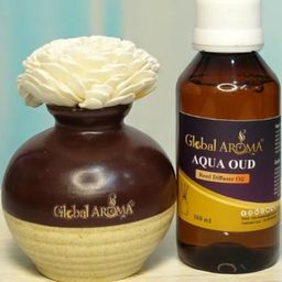 GLOBAL AROMA Aqua Oud Fragracne Ethenic Flower Pot Reed Diffuser Set-18