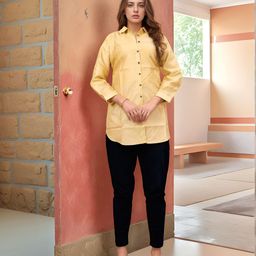 Bucciato Private Limited Floral Mandarin Collar Linen Top-image-47