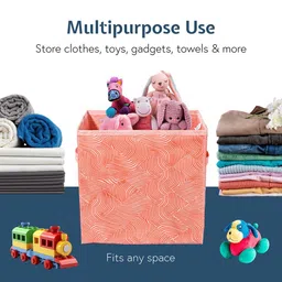 Kuber Industries Orange & White 6 Pcs Zig Zag Printed Storage Box Multi-Utility Organisers image 2