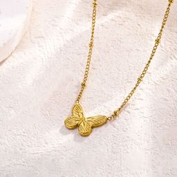 Jewels Galaxy Stainless Steel Gold-Plated Butterfly Shaped Pendants with Chains-picture-20