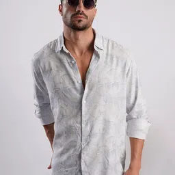 IVOC Men Abstract Printed Spread Collar Cotton Casual Shirt-image-101