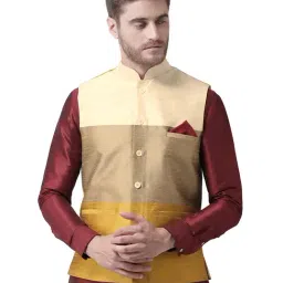 Deyann Brown Striped Regular Fit Nehru Jacket-image-97