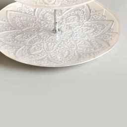INV Home White Glass Alyona Two Tier Cup Cake & Cookie Stand image 5