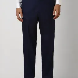Van Heusen Navy Regular Fit Checks Trousers-picture-31