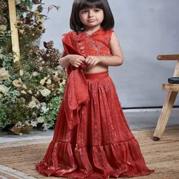 Vivedkids Girls Embroidered Thread Work Ready to Wear Lehenga &-picture-42