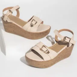 Inc.5 Women's Beige Ankle Strap Wedges-image-25