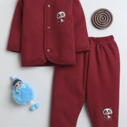 Bumzee Girls Maroon Solid Full Sleeves Jabla with Pyjamas-image-60