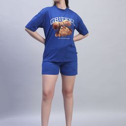 GRIFFEL Printed Oversized Breathable Pure Cotton T-shirts & Shorts Co-Ords-picture-54