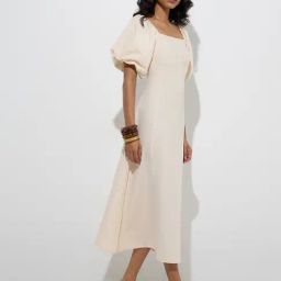 LOV by Westside Off-White Solid Cotton-Blend A-Line Dress-image-94
