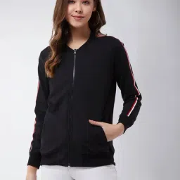 Miss Chase Black Full Sleeves Bomber Jacket-11