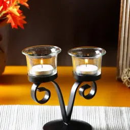 Hosley V shape Decorative Tealight Holder with Clear Glasses-image-67