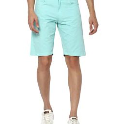 Allen Solly Jeans Sky Blue Cotton Slim Fit Shorts-picture-14