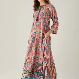 The Kaftan Company Red Printed Nighty-image-18