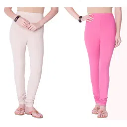 Dollar Missy Off White & Light Pink Cotton Leggings (Pack of 2)-image-38