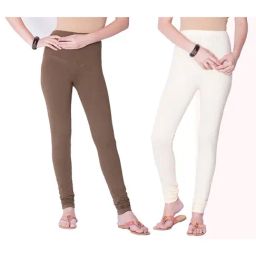 Dollar Missy Brown & Off White Cotton Leggings (Pack of 2)-image-90