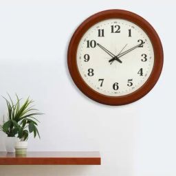 eCraftIndia White & Brown Plastic Round Wall Clock - Set of 1-image-7