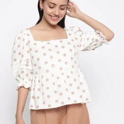 Fabindia White Cotton Printed Top-image-49